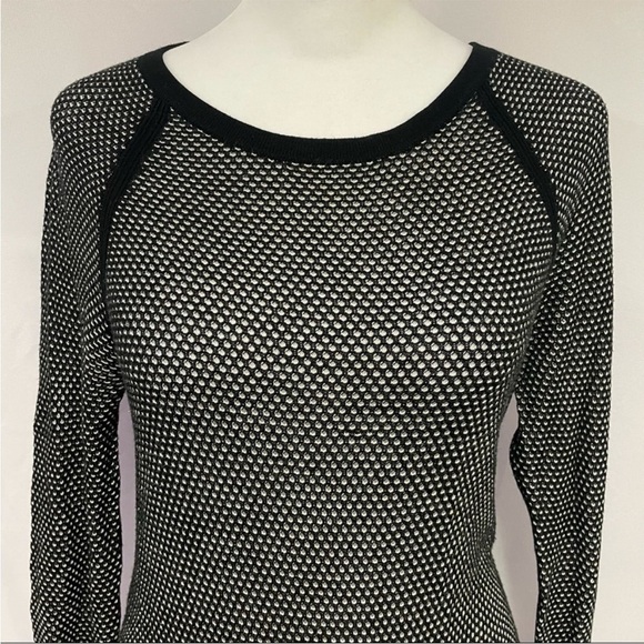 rag & bone Jeans Black/White Martina Long Sleeve  Mesh Layered Shirt Sz XS EUC - Picture 6 of 13